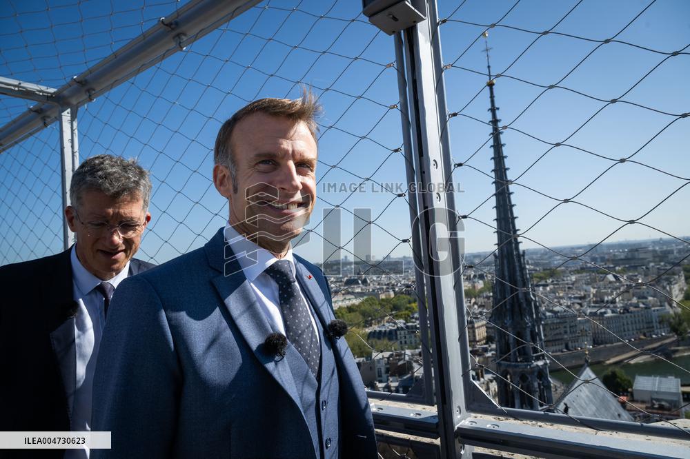 Macron Inauguration of The Towers of Notre-Dame Cathedral - Paris