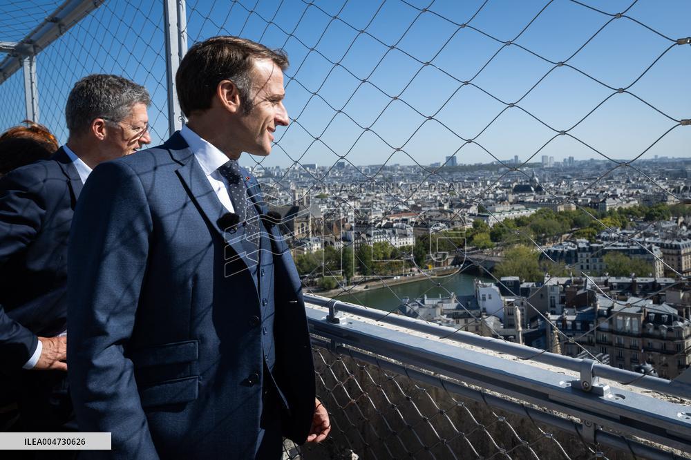 Macron Inauguration of The Towers of Notre-Dame Cathedral - Paris