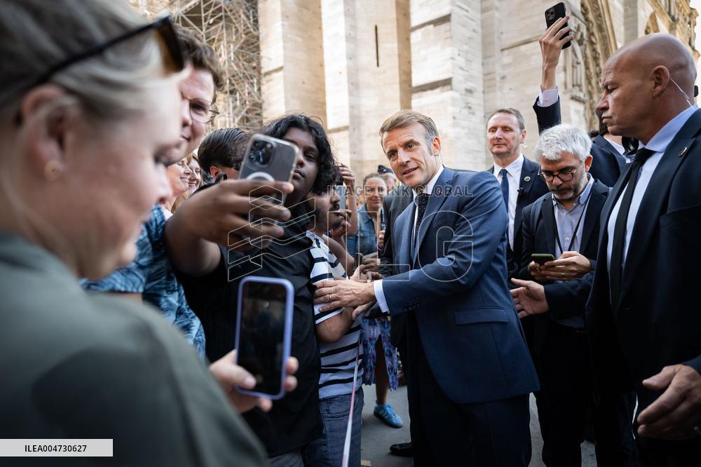 Macron Inauguration of The Towers of Notre-Dame Cathedral - Paris