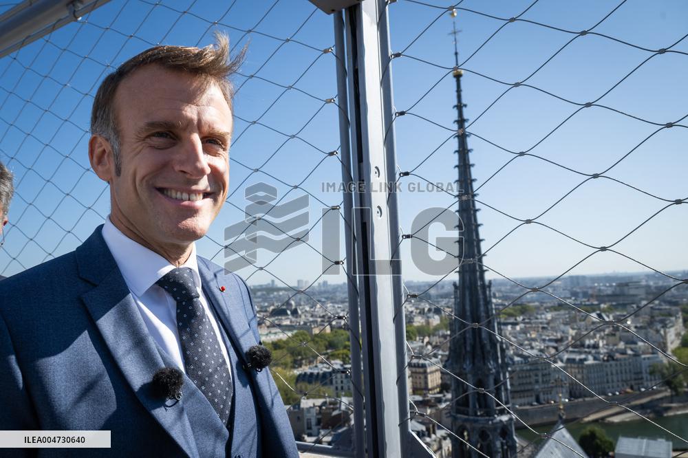 Macron Inauguration of The Towers of Notre-Dame Cathedral - Paris
