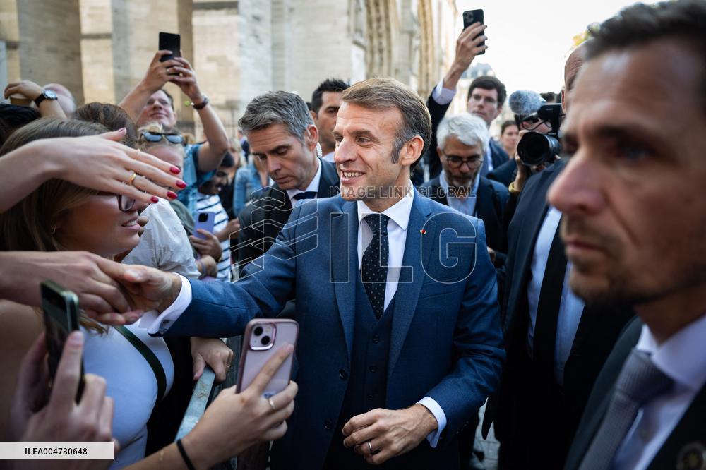 Macron Inauguration of The Towers of Notre-Dame Cathedral - Paris