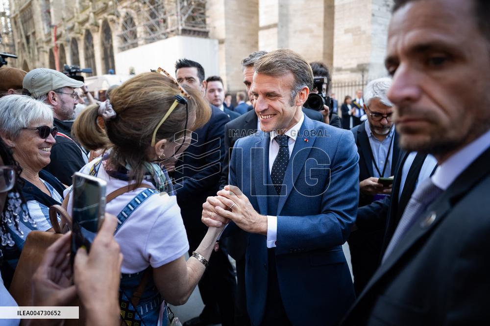 Macron Inauguration of The Towers of Notre-Dame Cathedral - Paris