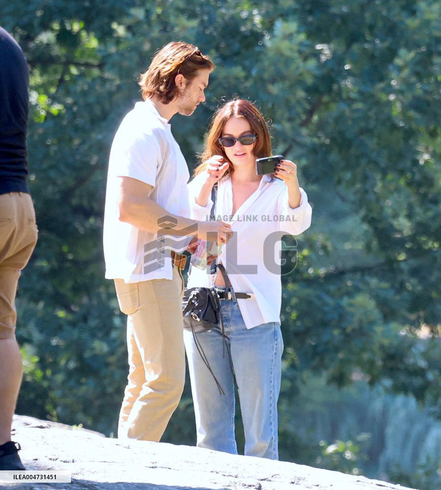 Lily James and Pierson Fode out in Central Park
