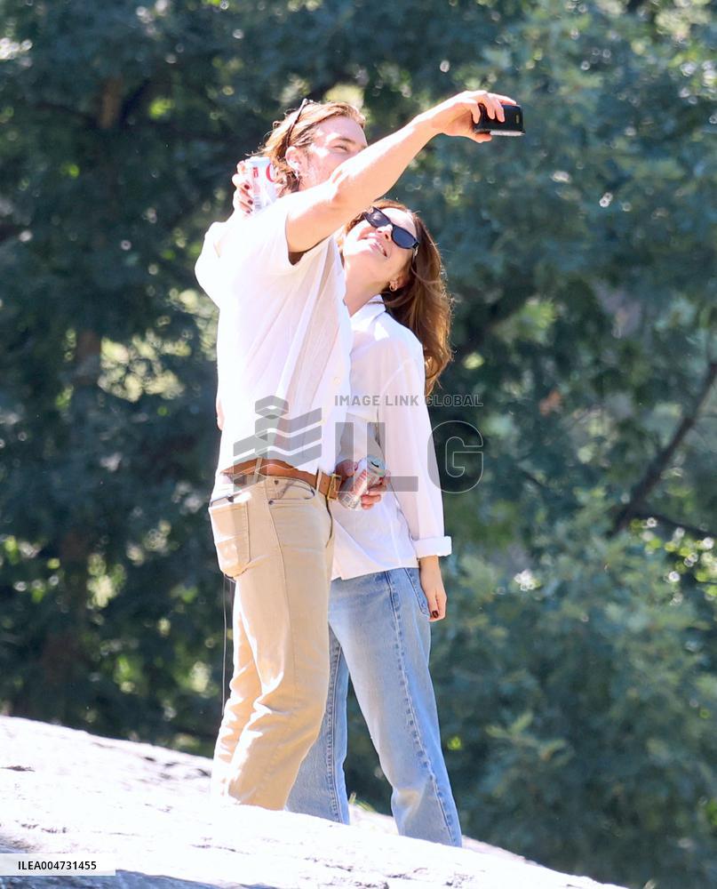 Lily James and Pierson Fode out in Central Park