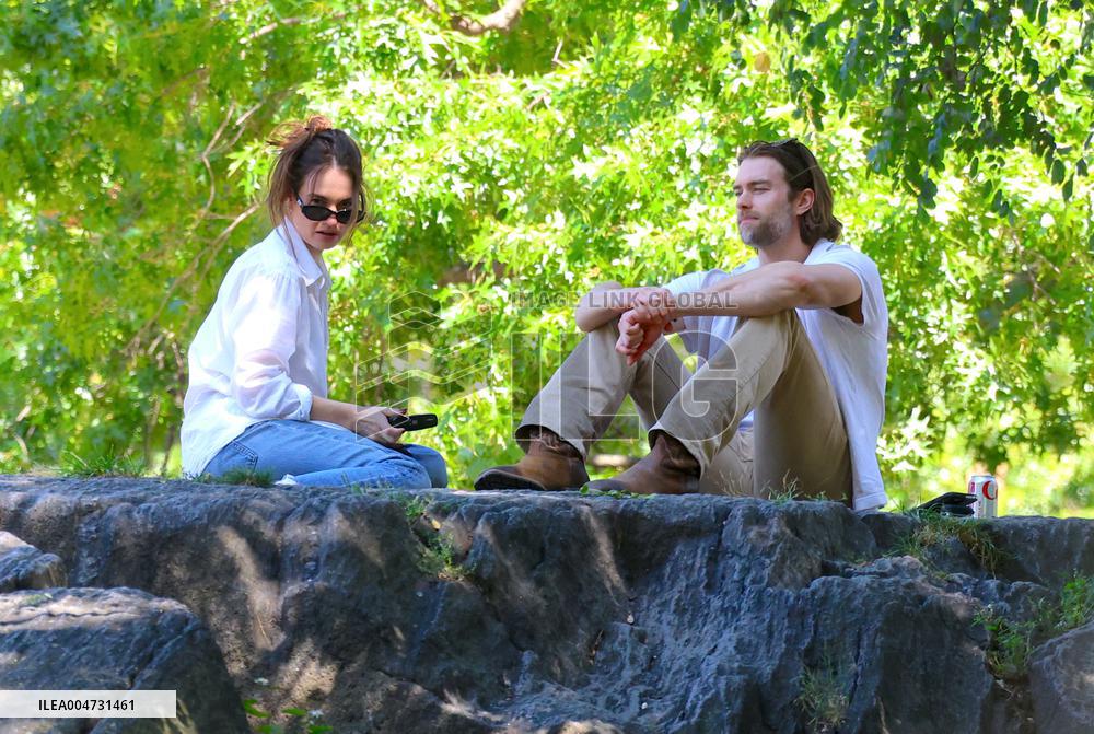 Lily James and Pierson Fode out in Central Park