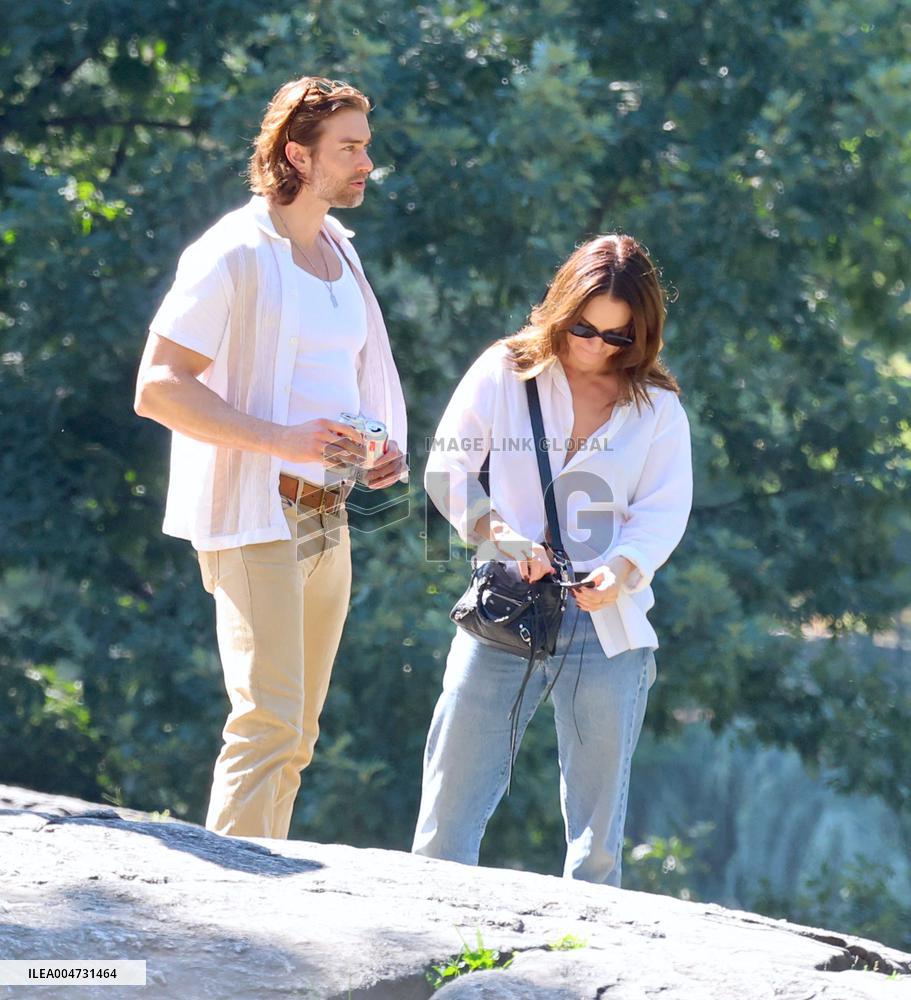 Lily James and Pierson Fode out in Central Park