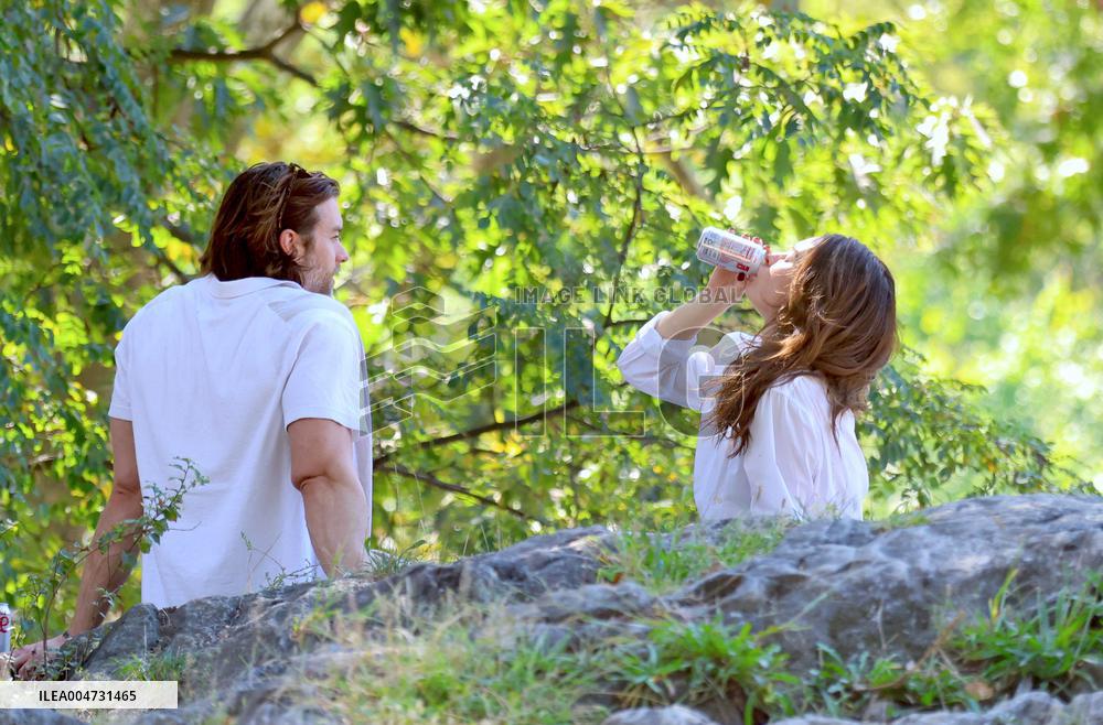 Lily James and Pierson Fode out in Central Park