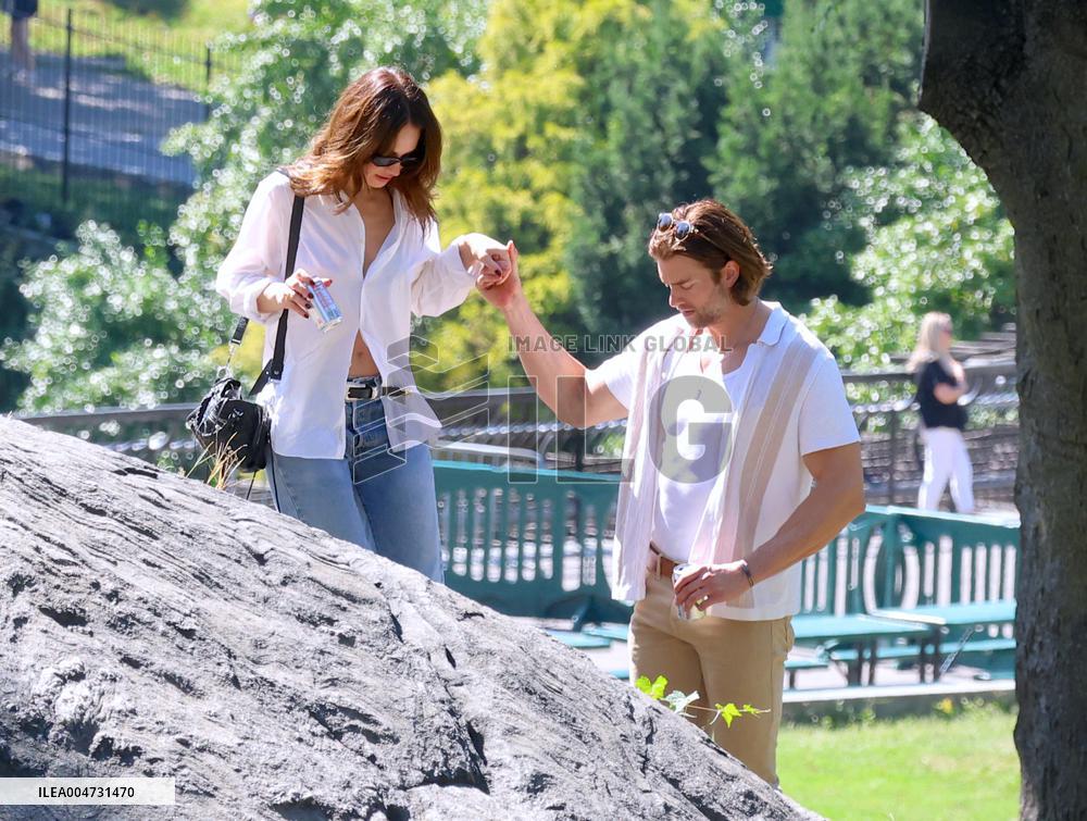 Lily James and Pierson Fode out in Central Park