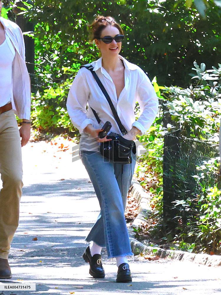 Lily James and Pierson Fode out in Central Park