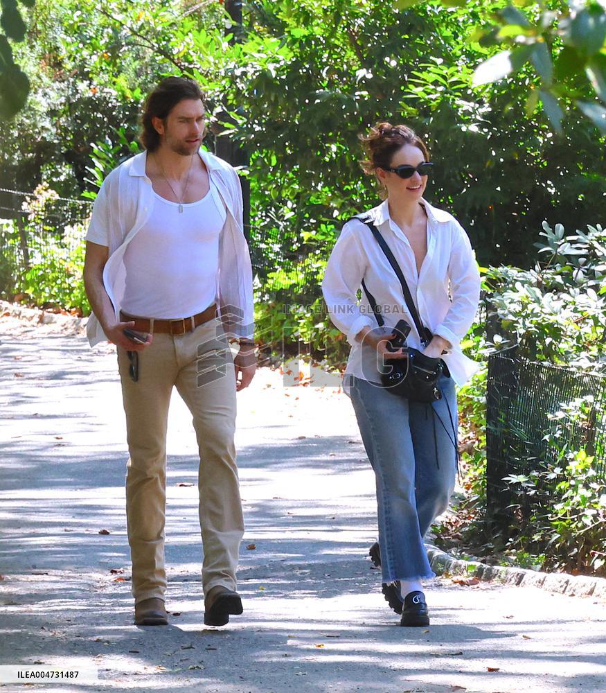 Lily James and Pierson Fode out in Central Park