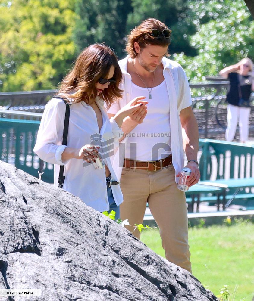 Lily James and Pierson Fode out in Central Park