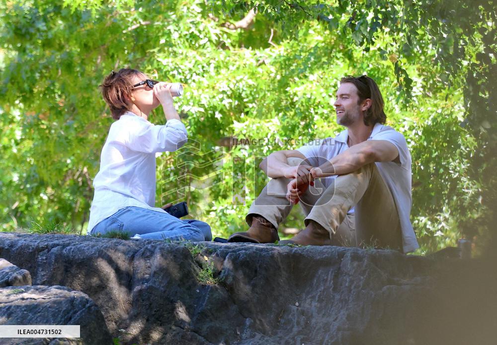 Lily James and Pierson Fode out in Central Park