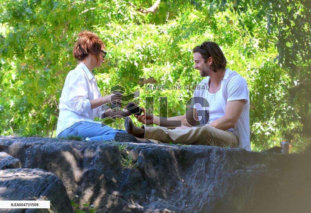Lily James and Pierson Fode out in Central Park