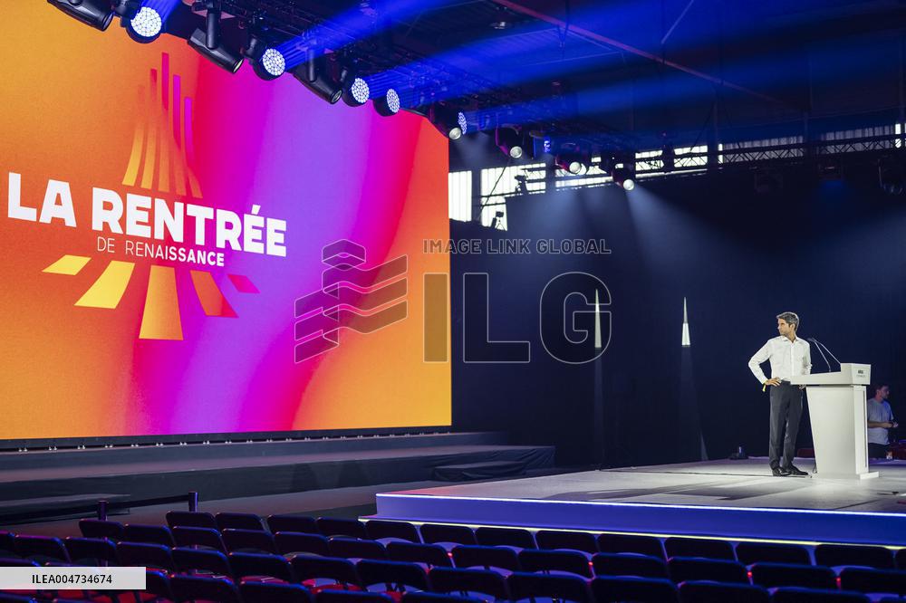 Exclusive - Gabriel Attal at La Rentree de Renaissance a day before the meeting - Arras