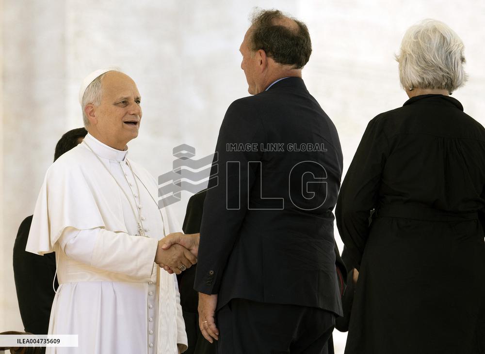 Pope Leo XIV leads an audience as part of the Jubilee of Justice - Vatican