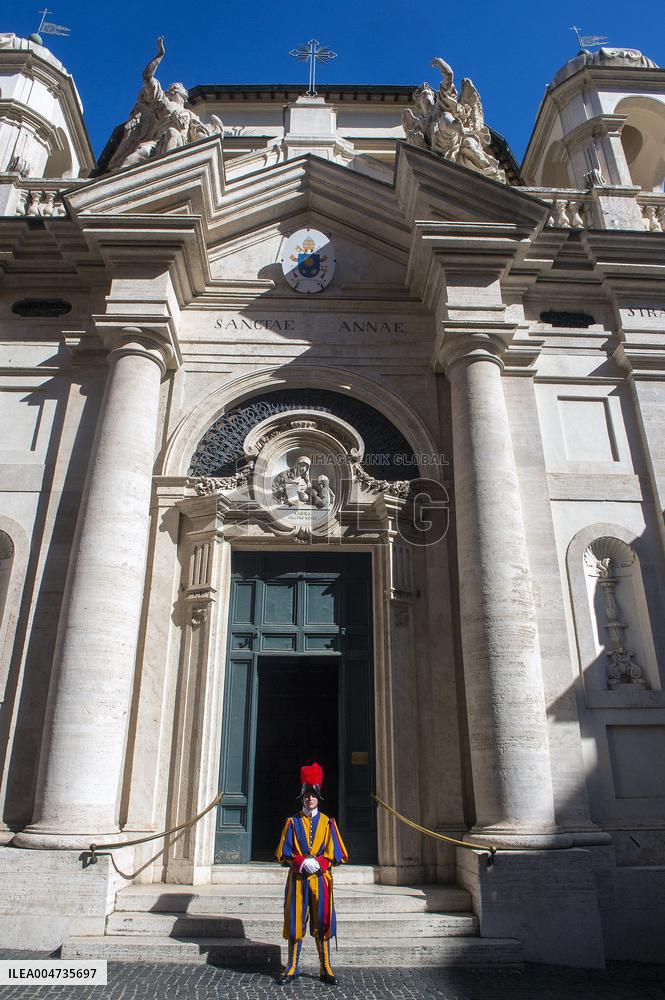 Pope Leo XIV at church of Saint Anne - Vatican