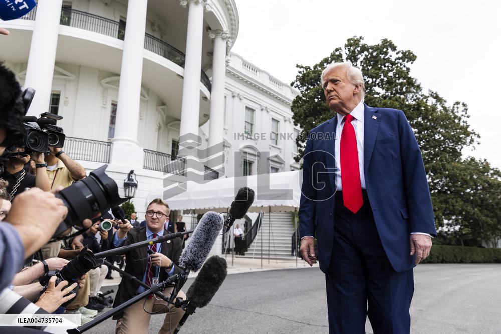 US President Trump departs the White House for Kirk funeral in Arizona