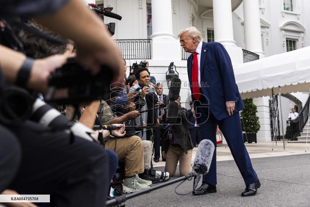 US President Trump departs the White House for Kirk funeral in Arizona