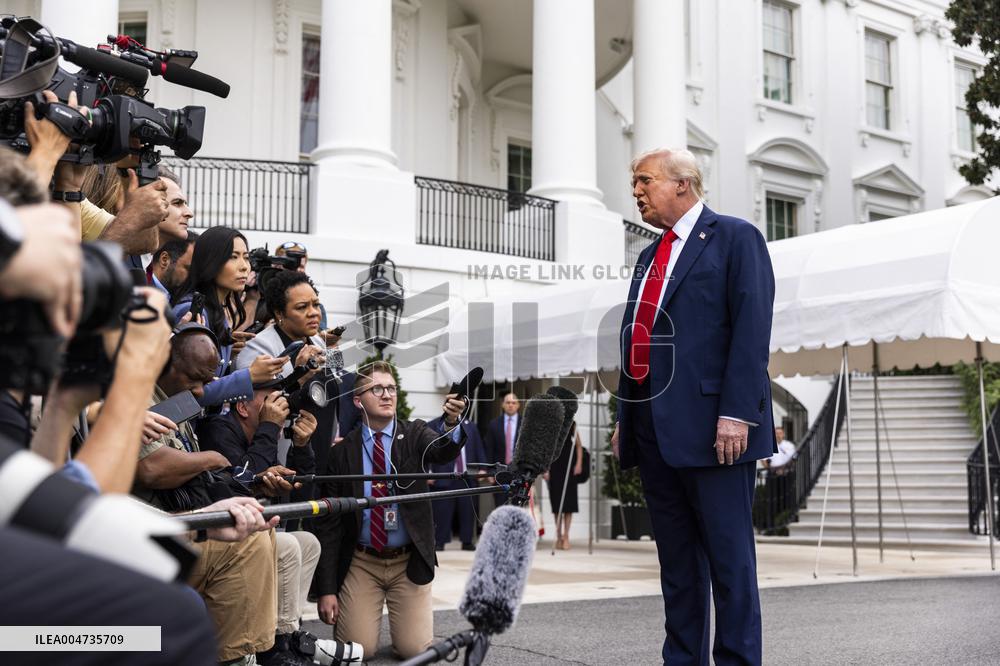 US President Trump departs the White House for Kirk funeral in Arizona