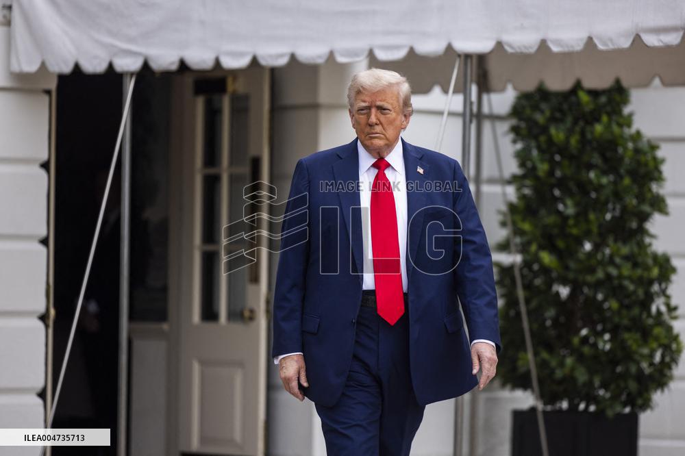 US President Trump departs the White House for Kirk funeral in Arizona