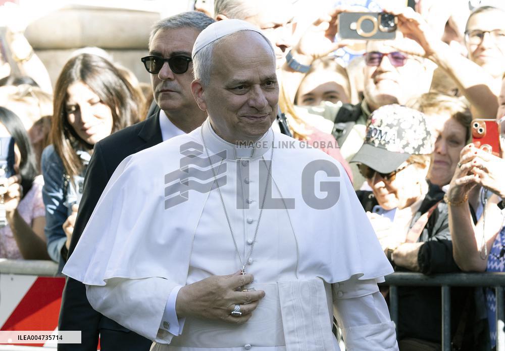 Pope Leo XIV at church of Saint Anne - Vatican