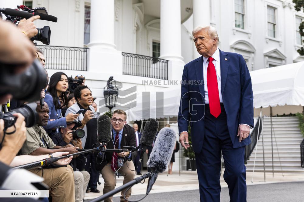 US President Trump departs the White House for Kirk funeral in Arizona
