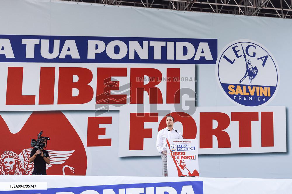 Jordan Bardella at Annual rally of Salvini's League - Pontida