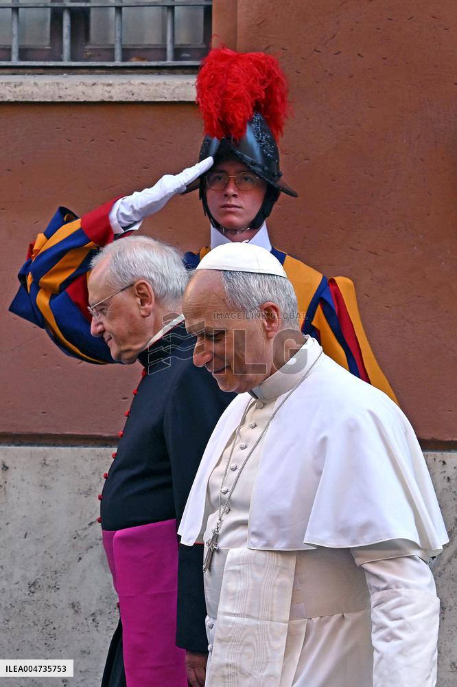 Pope Leo XIV at church of Saint Anne - Vatican