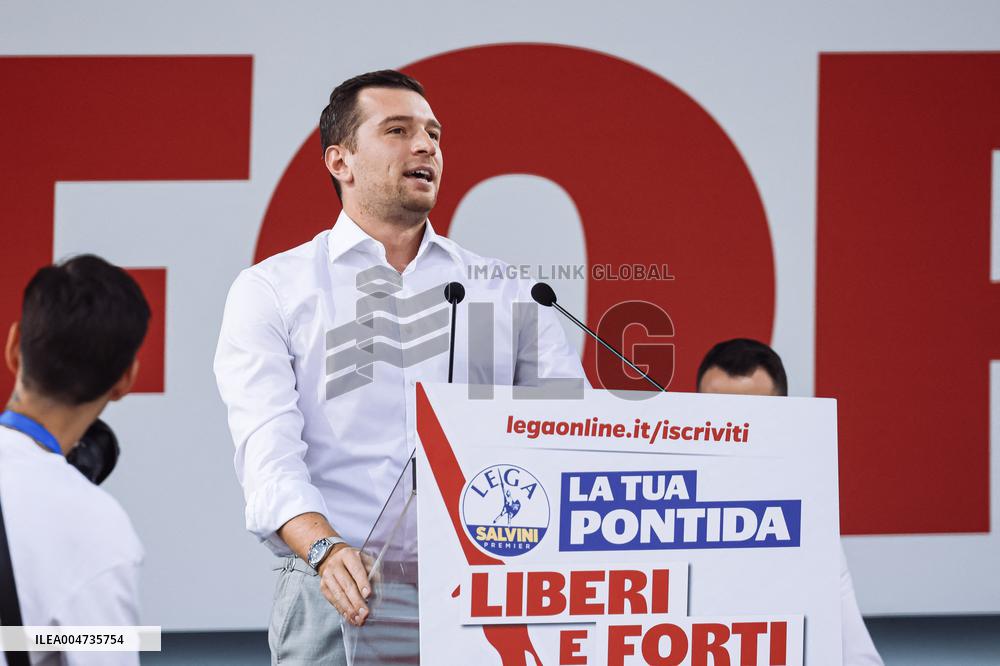 Jordan Bardella at Annual rally of Salvini's League - Pontida