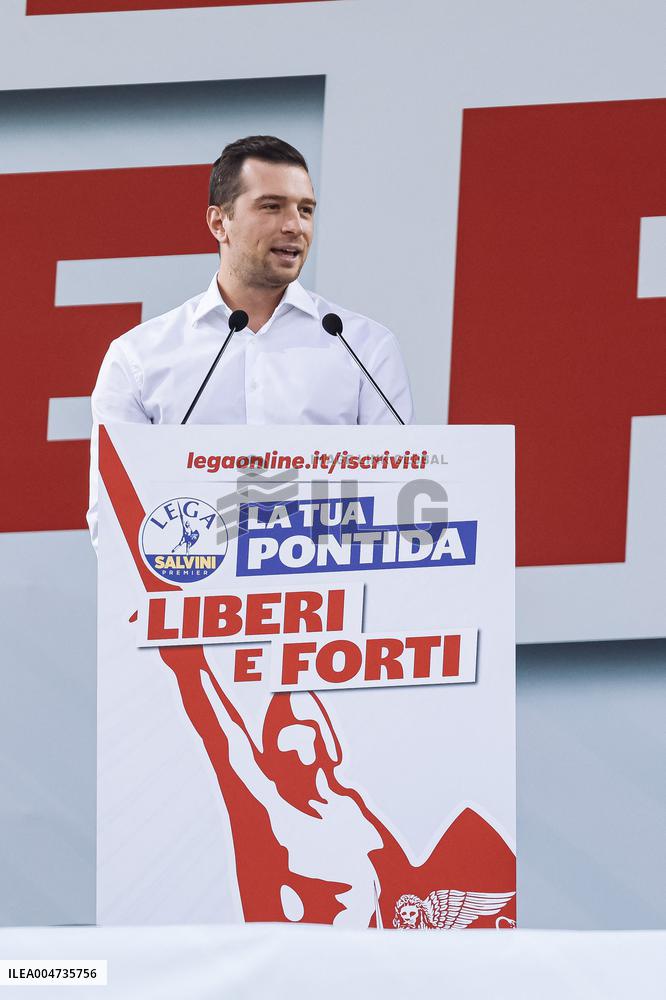 Jordan Bardella at Annual rally of Salvini's League - Pontida