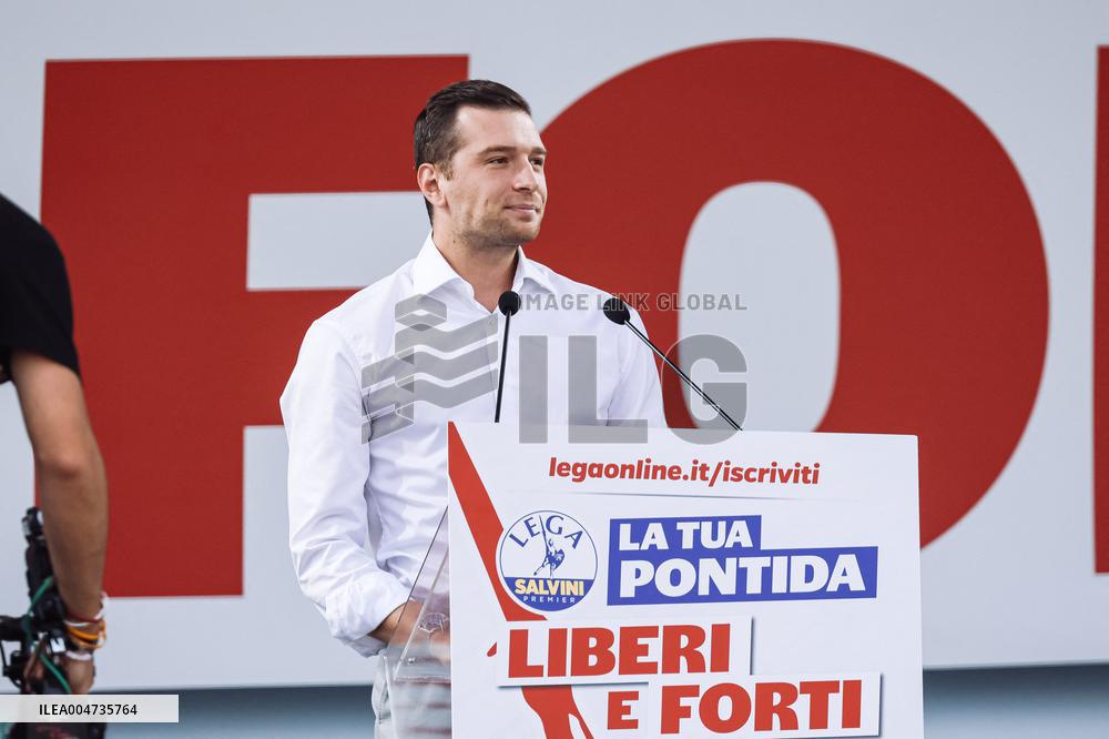 Jordan Bardella at Annual rally of Salvini's League - Pontida