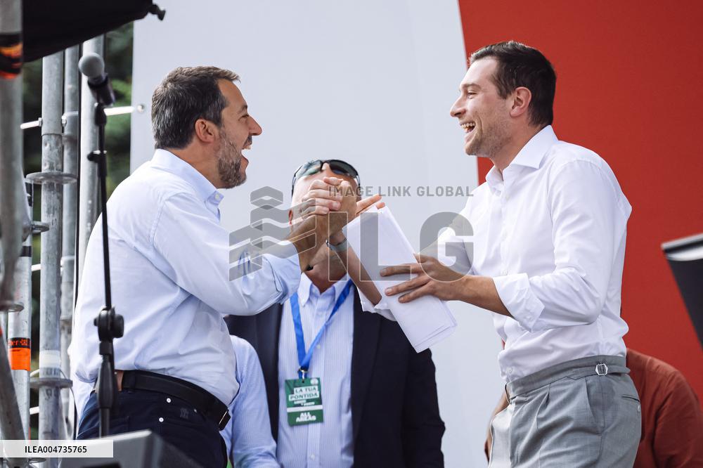 Jordan Bardella at Annual rally of Salvini's League - Pontida