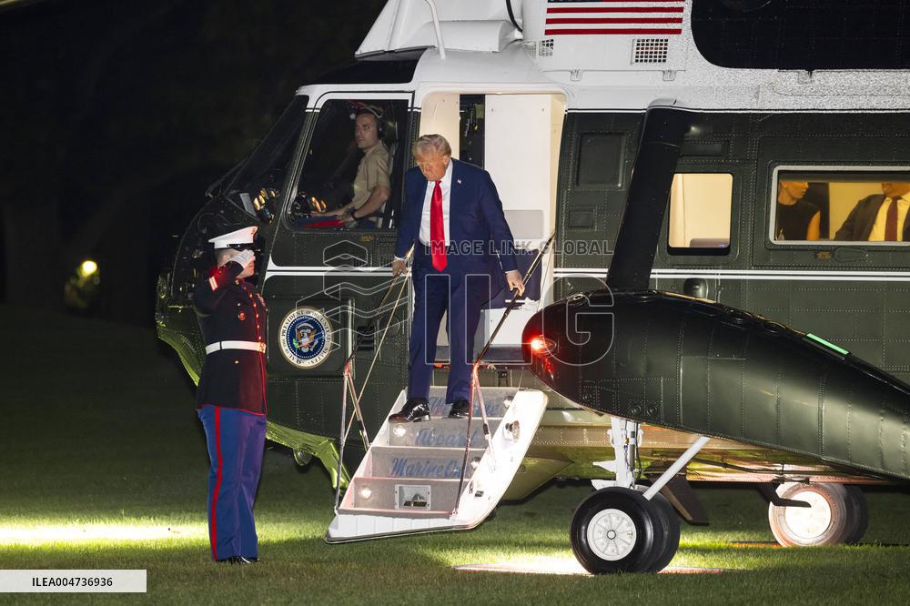 US President Trump returns to the White House from Kirk funeral in Arizona