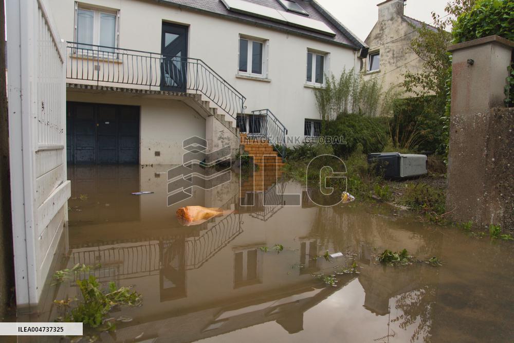 Heavy Rain and Flooding in The Cotes-D'armor Region - France