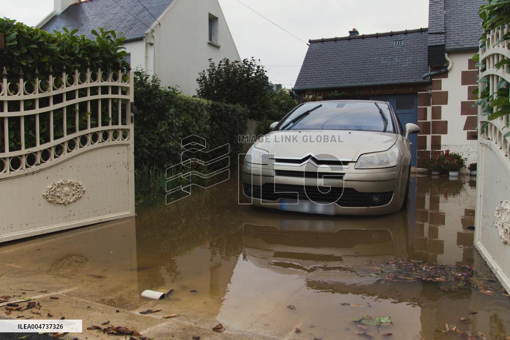 Heavy Rain and Flooding in The Cotes-D'armor Region - France