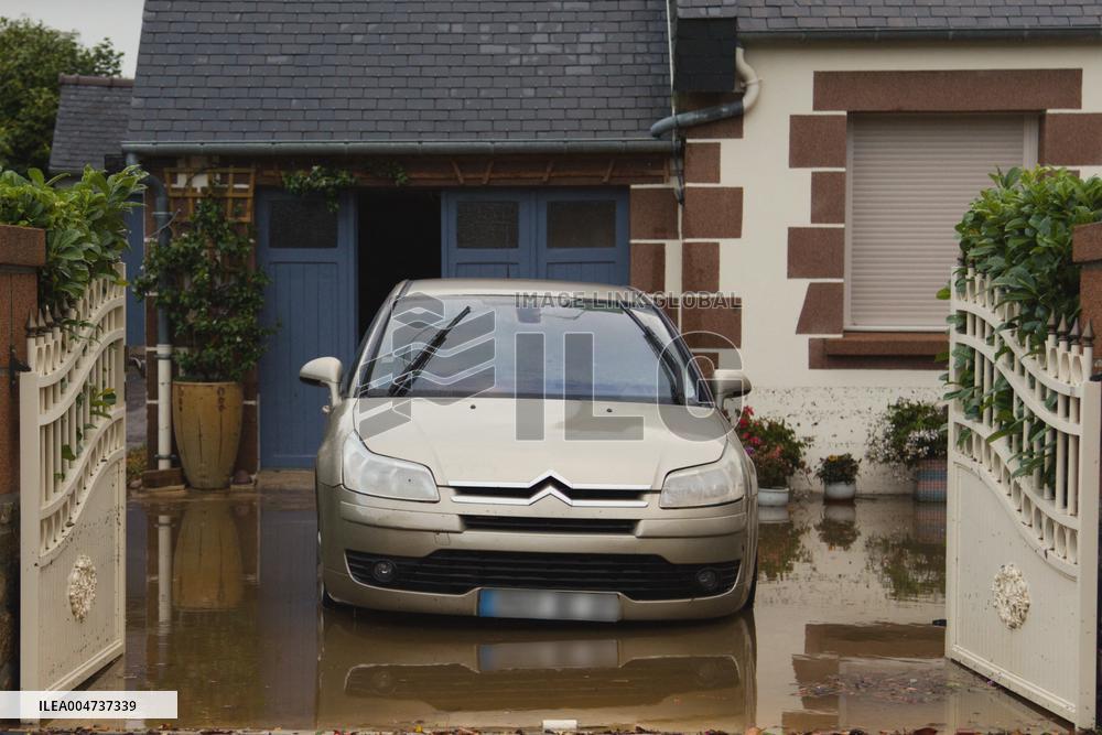 Heavy Rain and Flooding in The Cotes-D'armor Region - France