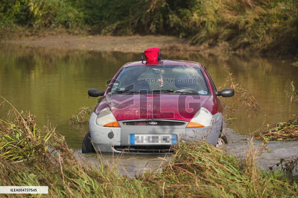 Exclusive - Car Of A Person Found Dead During Severe Floods - Guingamp