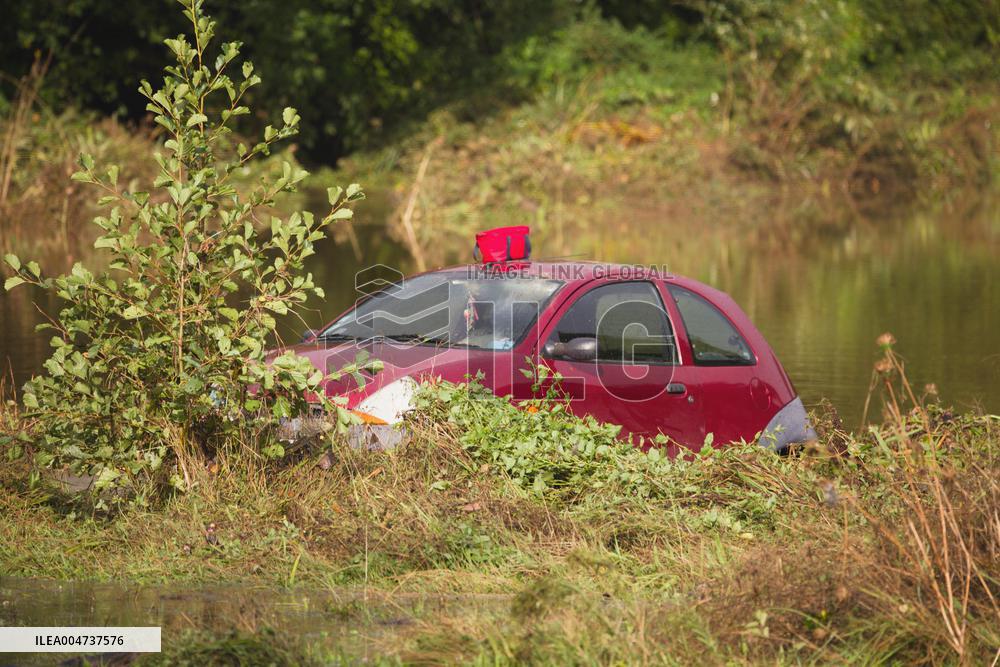 Exclusive - Car Of A Person Found Dead During Severe Floods - Guingamp