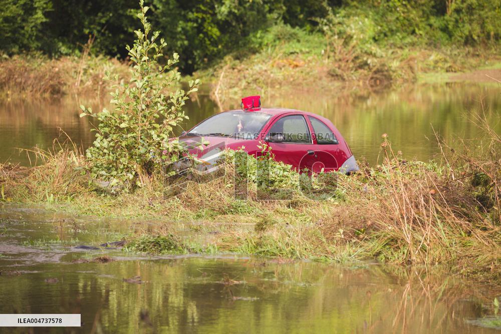 Exclusive - Car Of A Person Found Dead During Severe Floods - Guingamp