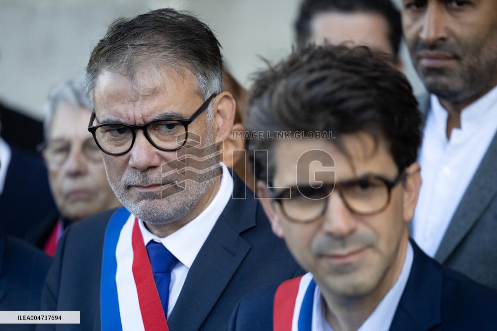 Palestinian flag raising ceremony at Saint-Denis town hall - Saint-Denis