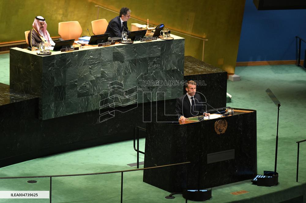 President Macron Recognizes State Of Palestine At UN - NYC