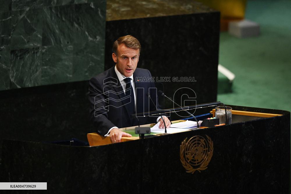 President Macron Recognizes State Of Palestine At UN - NYC