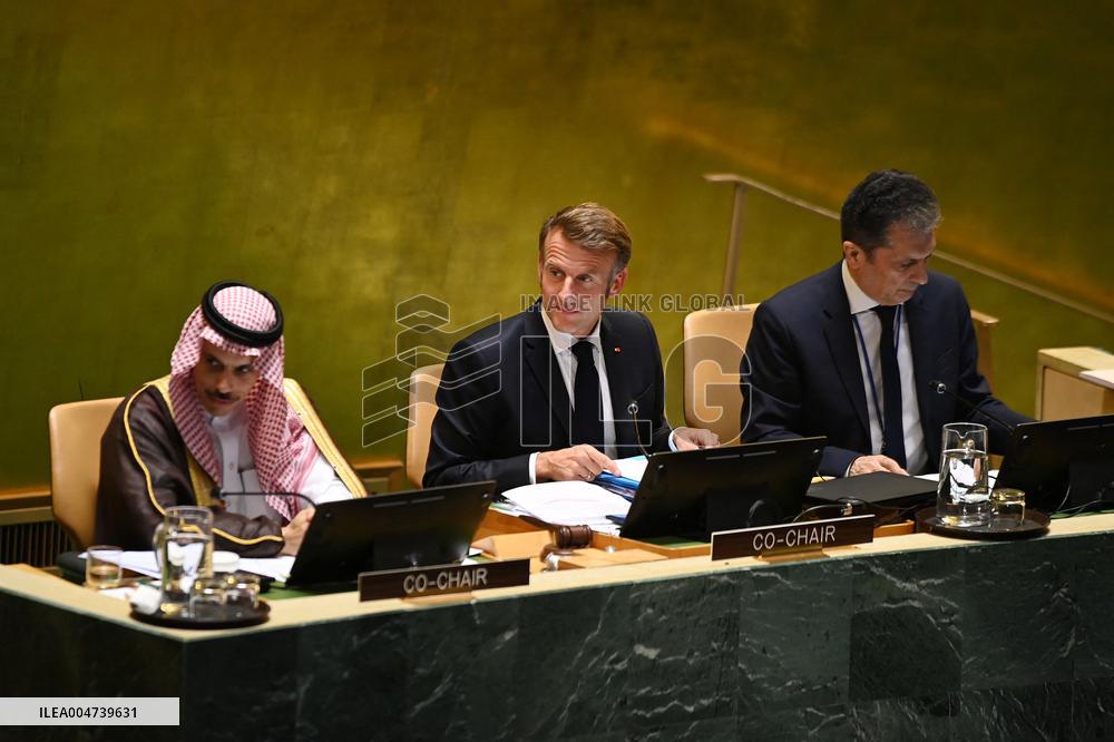 President Macron Recognizes State Of Palestine At UN - NYC