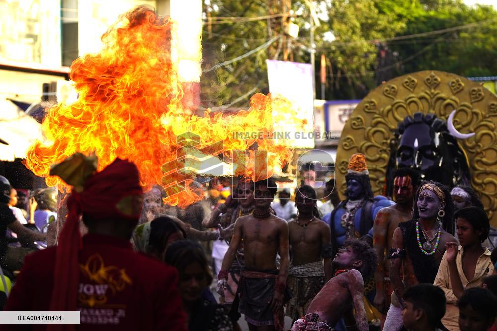 Fire Breather During the Agrasen Jayanti Festival - India