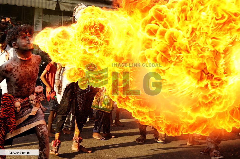 Fire Breather During the Agrasen Jayanti Festival - India