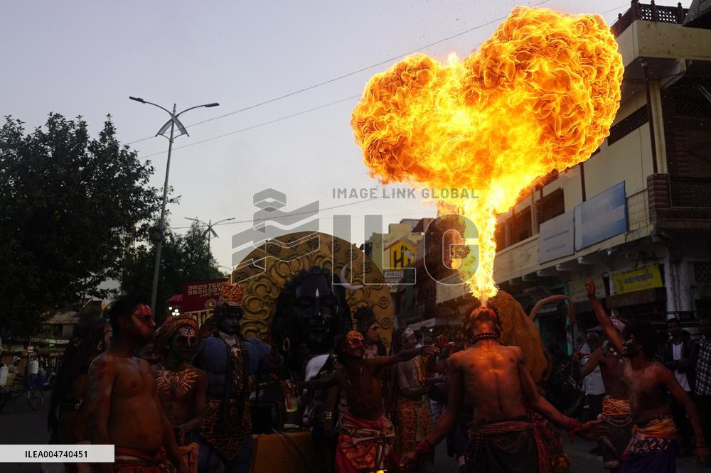 Fire Breather During the Agrasen Jayanti Festival - India