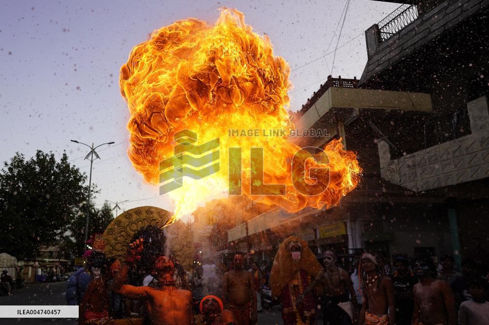 Fire Breather During the Agrasen Jayanti Festival - India