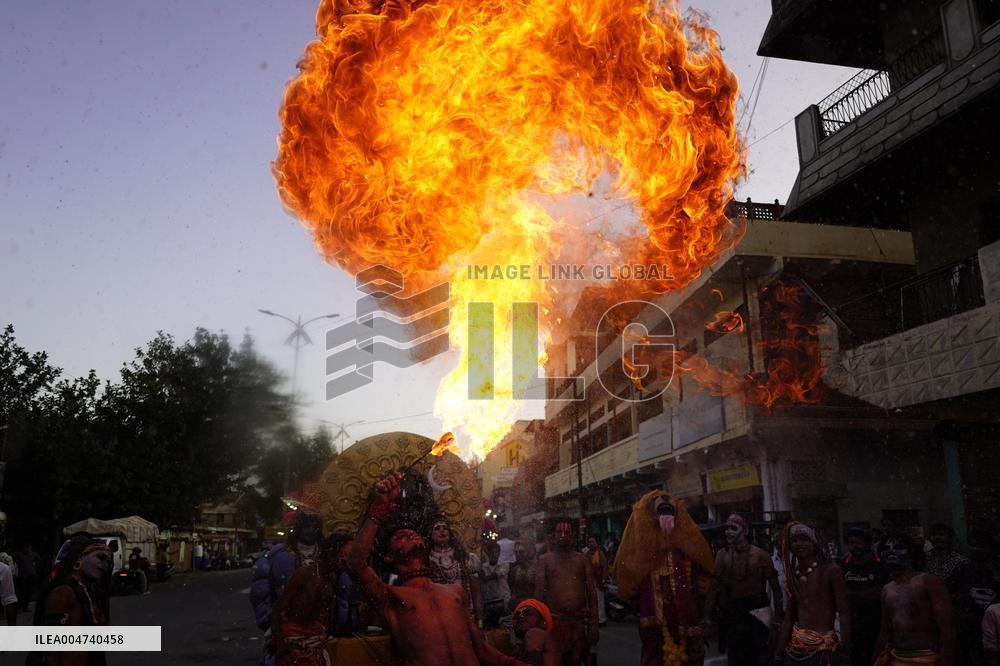 Fire Breather During the Agrasen Jayanti Festival - India