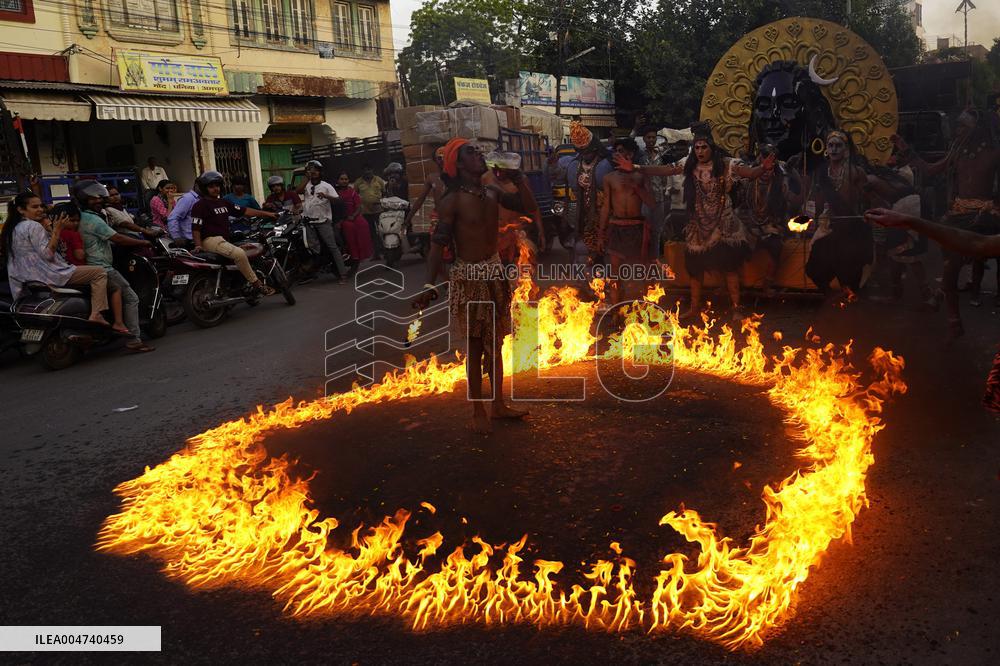 Fire Breather During the Agrasen Jayanti Festival - India
