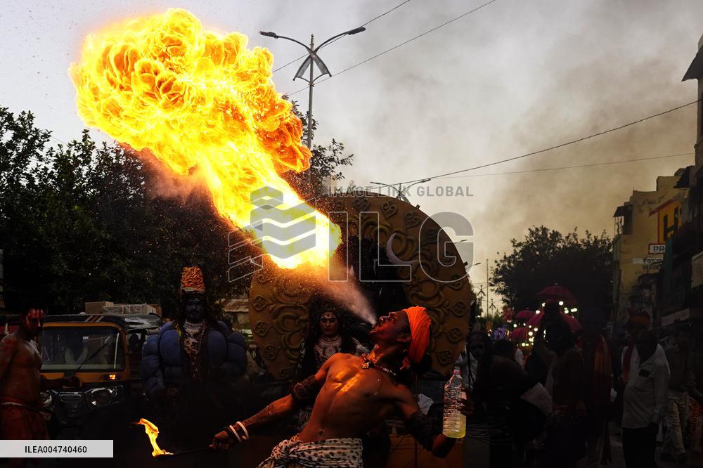 Fire Breather During the Agrasen Jayanti Festival - India